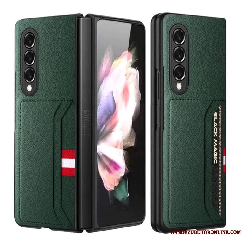 Cover Samsung Galaxy Z Fold 3 5G Litchi Læder Dobbelt Kortholder