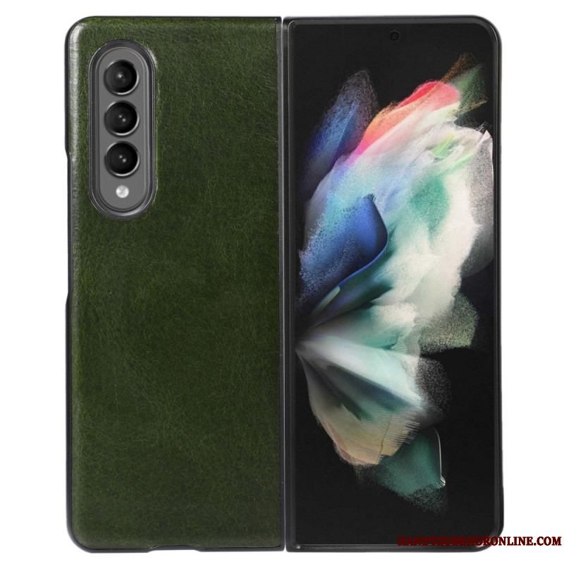 Cover Samsung Galaxy Z Fold 4 Klassisk Ægte Ko Læder