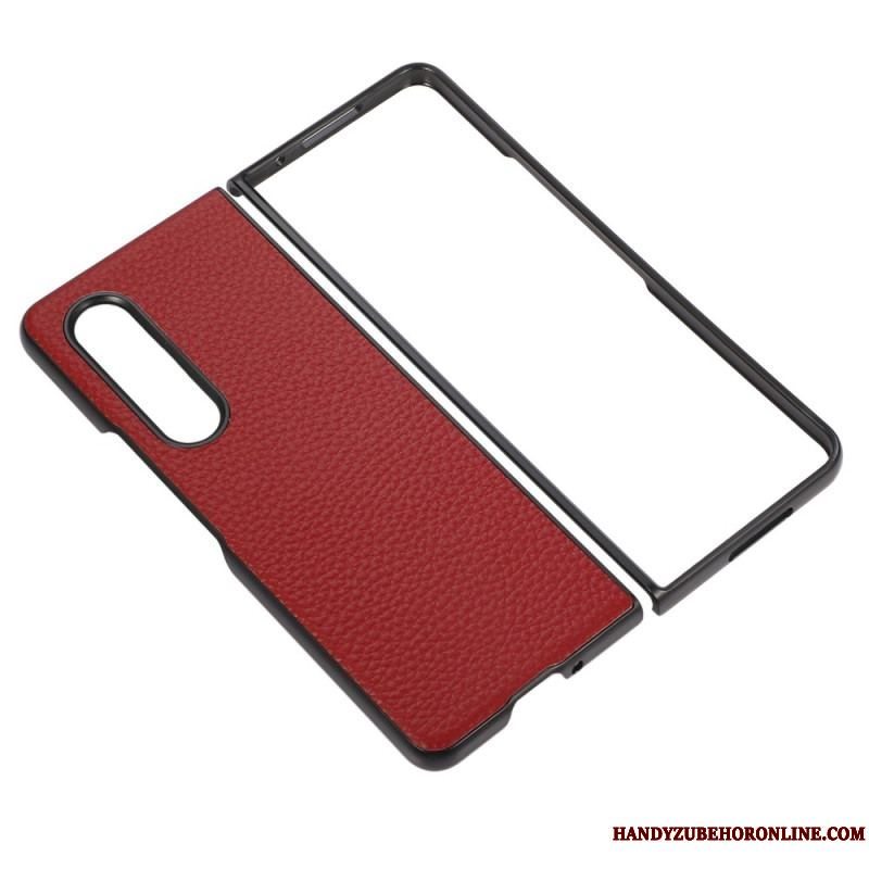 Cover Samsung Galaxy Z Fold 4 Litchi Imiteret Læder Vintage Effekt