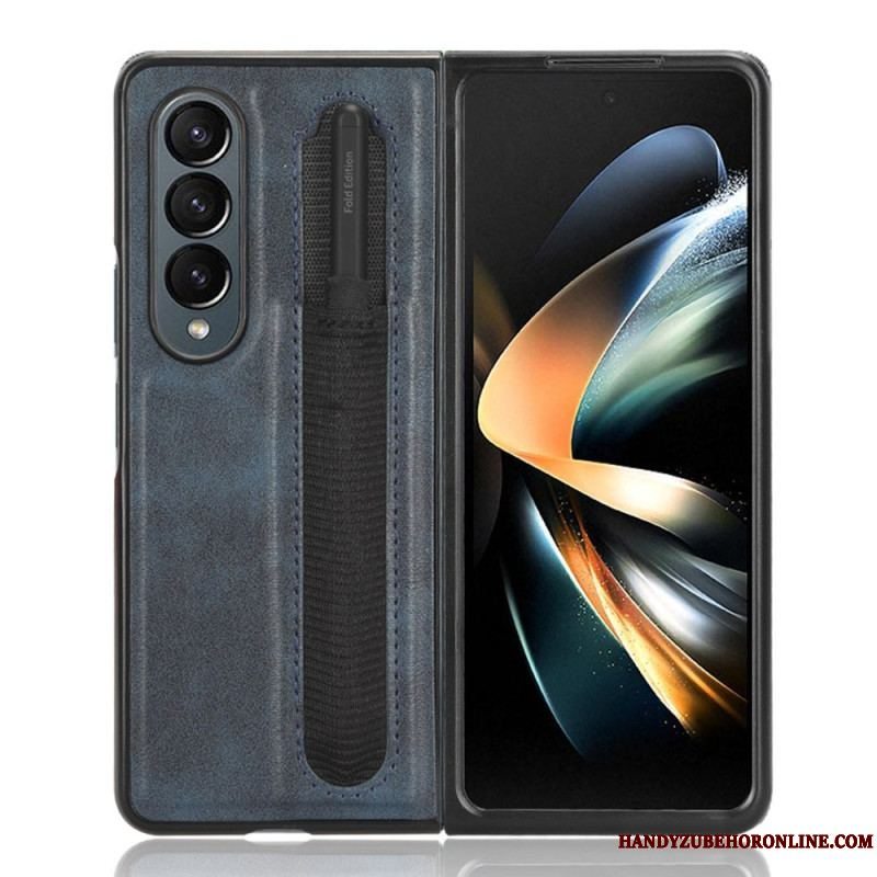 Cover Samsung Galaxy Z Fold 4 Retro Stylus I Imiteret Læder