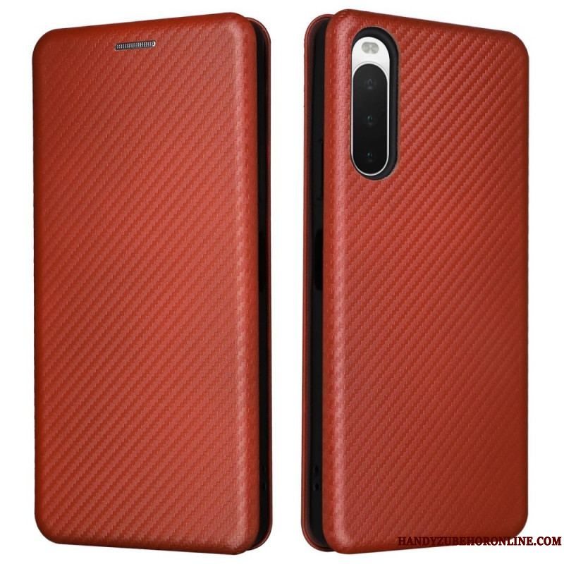 Cover Sony Xperia 10 IV Flip Cover Kulfiber Tekstur