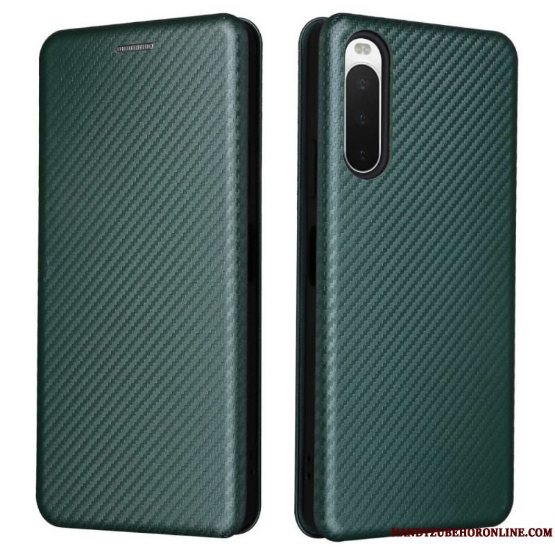 Cover Sony Xperia 10 IV Flip Cover Kulfiber Tekstur