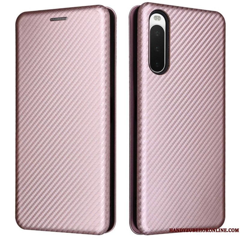 Cover Sony Xperia 10 IV Flip Cover Kulfiber Tekstur