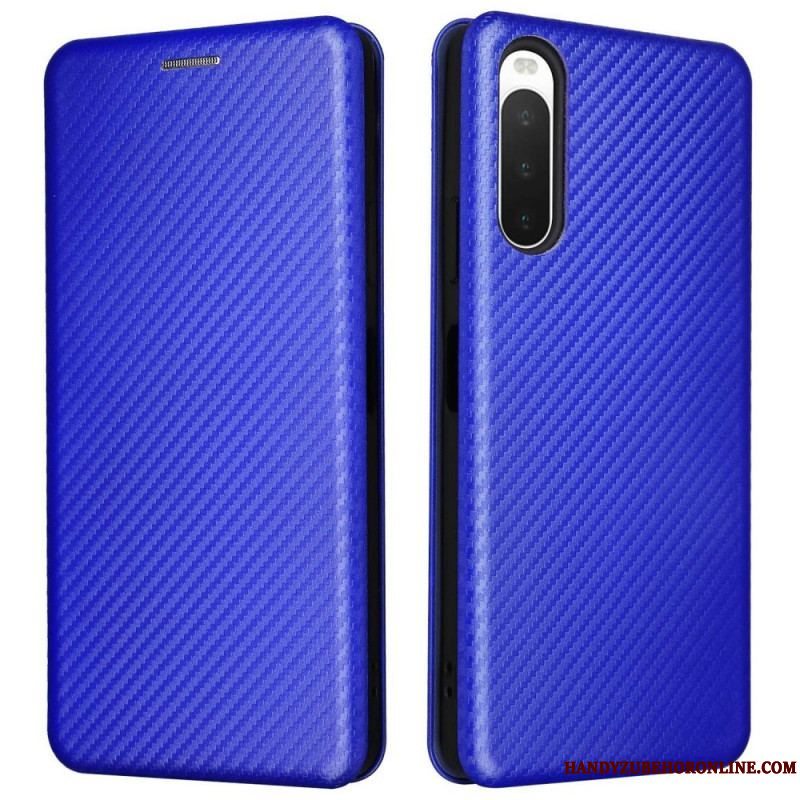 Cover Sony Xperia 10 IV Flip Cover Kulfiber Tekstur