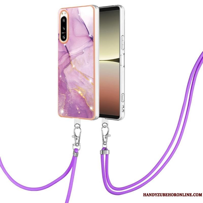 Cover Sony Xperia 5 IV Med Snor Med Marmorsnor