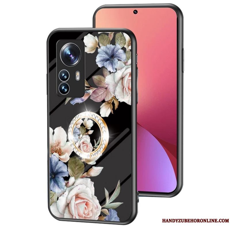 Cover Xiaomi 12 / 12X Hærdet Glas Med Blomsterring