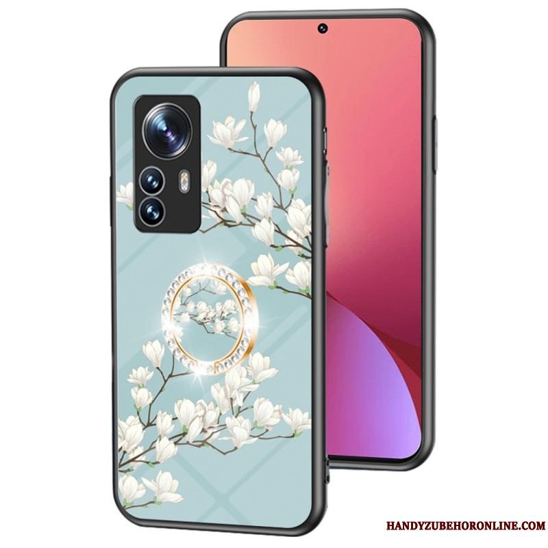 Cover Xiaomi 12 / 12X Hærdet Glas Med Blomsterring