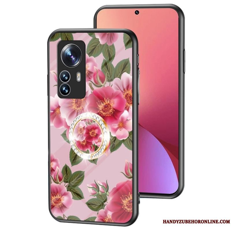 Cover Xiaomi 12 / 12X Hærdet Glas Med Blomsterring