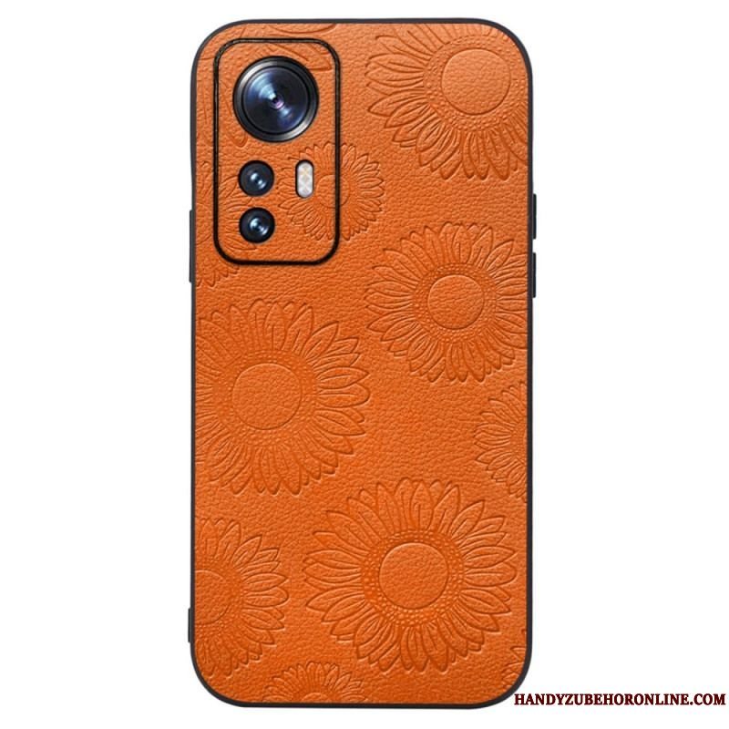 Cover Xiaomi 12 / 12X Solsikker I Imiteret Læder