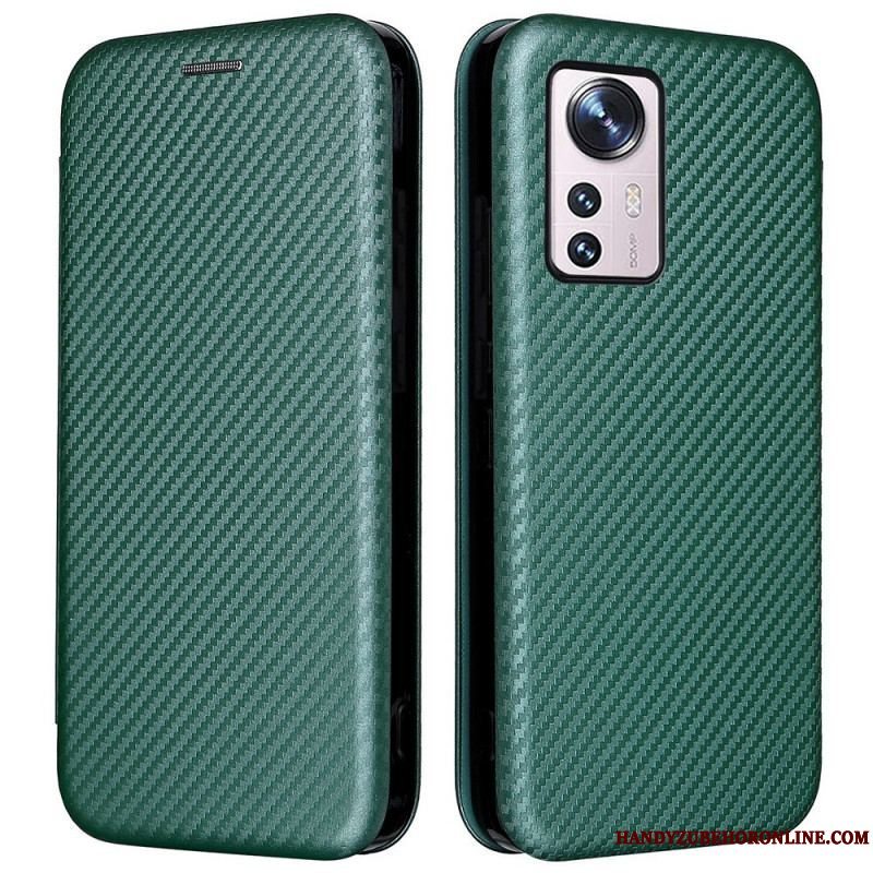 Cover Xiaomi 12 Pro Flip Cover Farvet Carbon Silikone