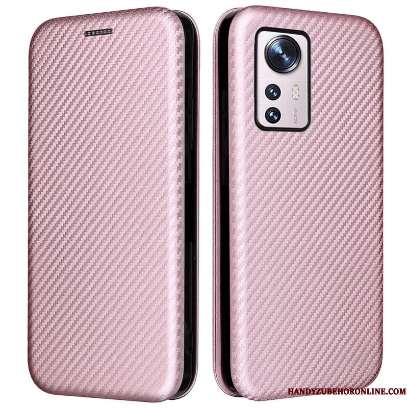 Cover Xiaomi 12 Pro Flip Cover Farvet Carbon Silikone