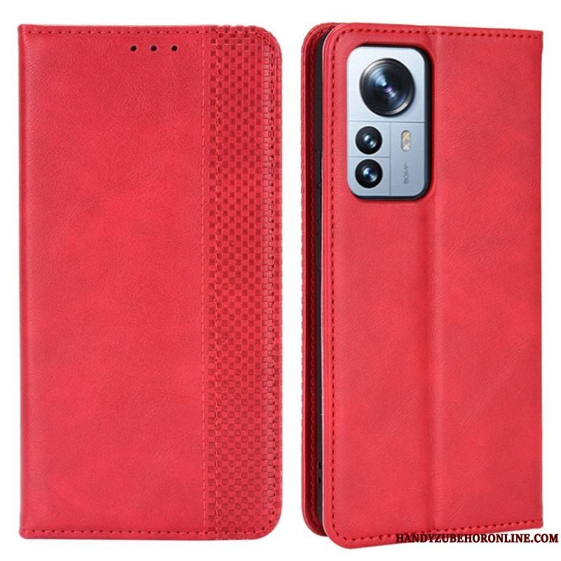 Cover Xiaomi 12 Pro Flip Cover Stiliseret Vintage Lædereffekt