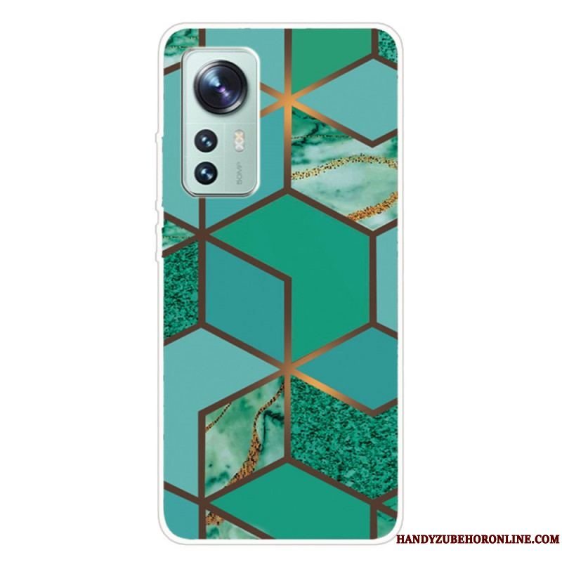 Cover Xiaomi 12 Pro Silikone Marmor Geometri