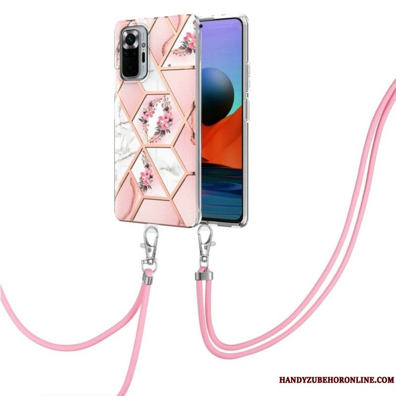 Cover Xiaomi Redmi Note 10 Pro Med Snor Blomstermarmorsnor