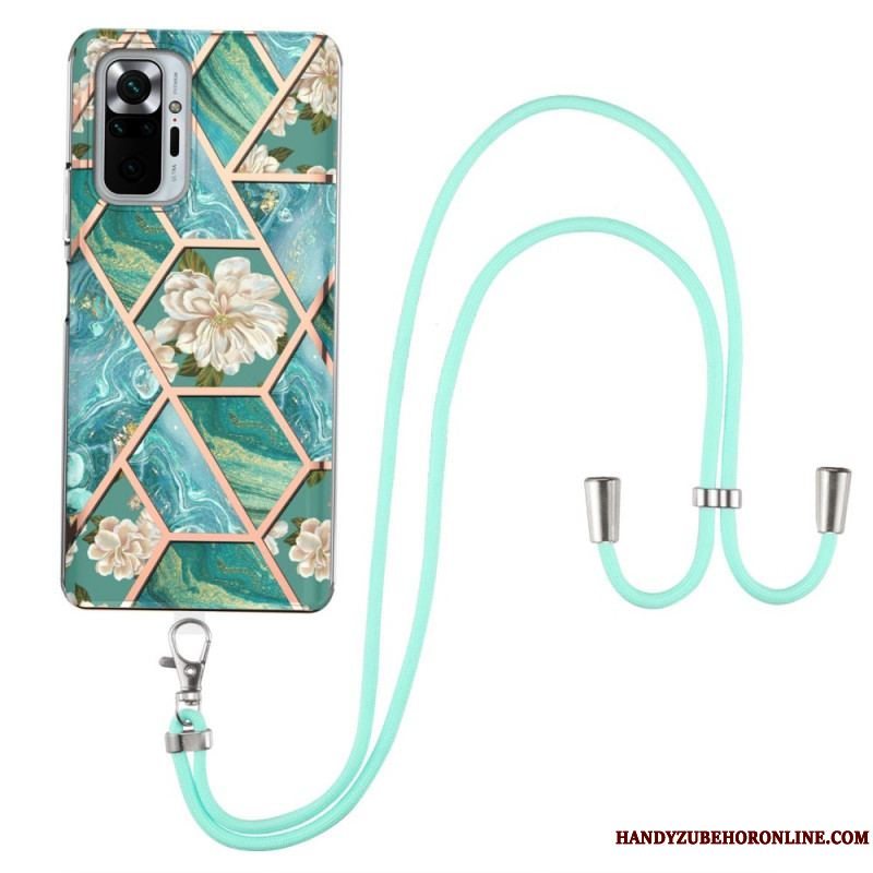 Cover Xiaomi Redmi Note 10 Pro Med Snor Blomstermarmorsnor