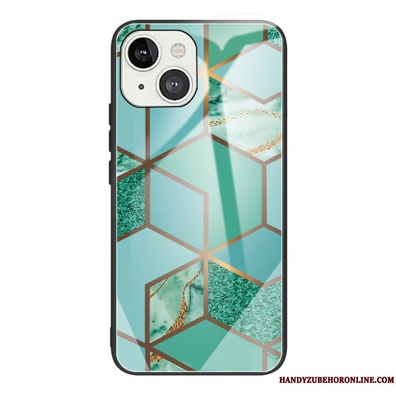 Cover iPhone 13 Mini Geometri Marmor Hærdet Glas