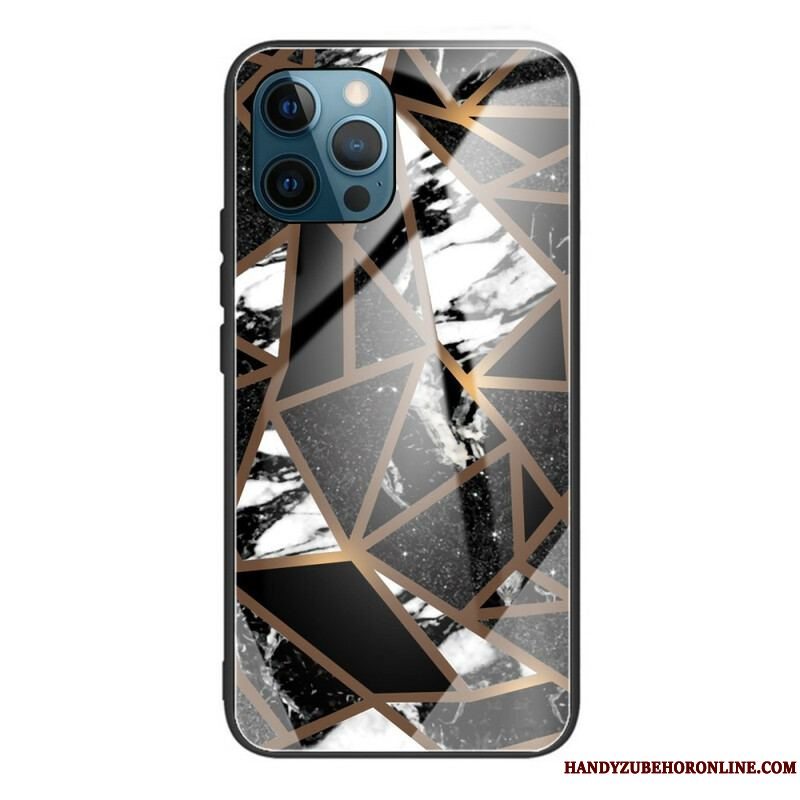 Cover iPhone 13 Pro Geometri Marmor Hærdet Glas