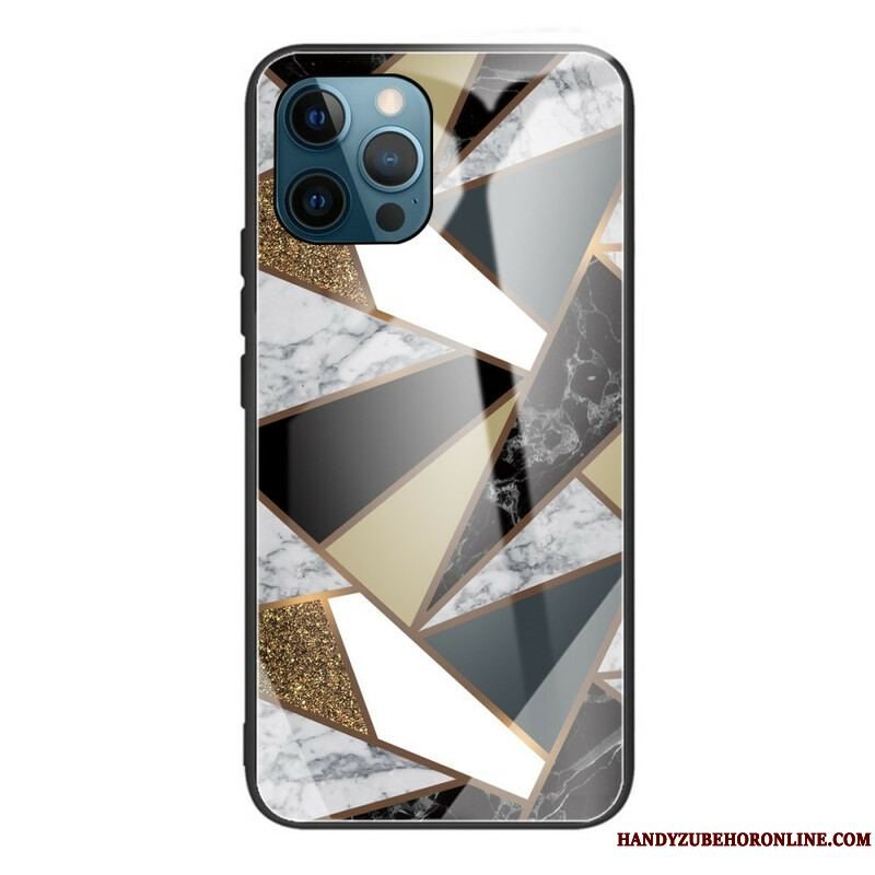 Cover iPhone 13 Pro Geometri Marmor Hærdet Glas