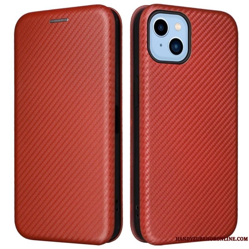 Cover iPhone 14 Flip Cover Farvet Kulfiber