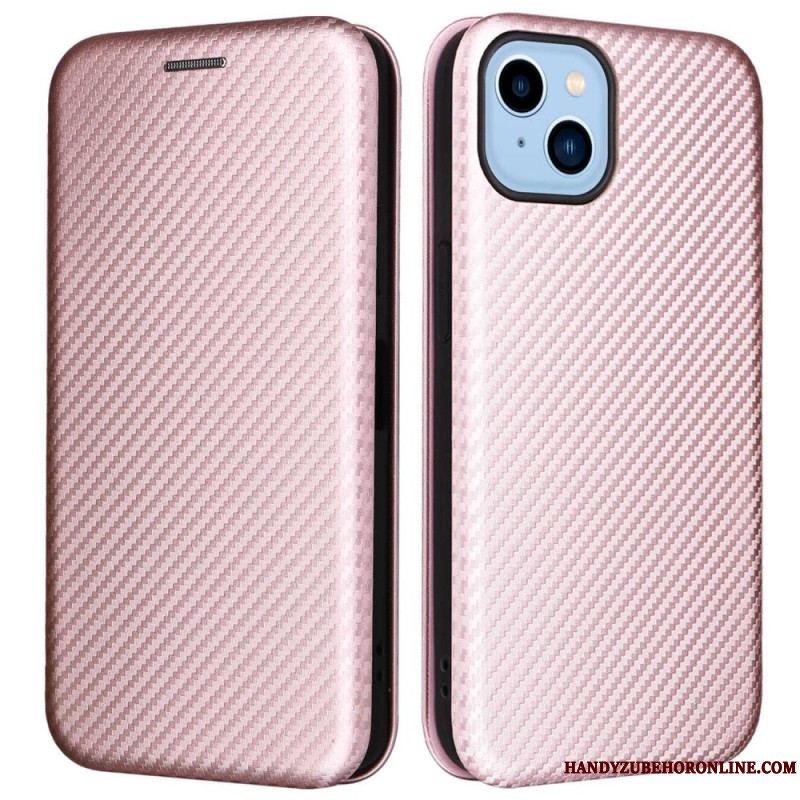 Cover iPhone 14 Flip Cover Farvet Kulfiber