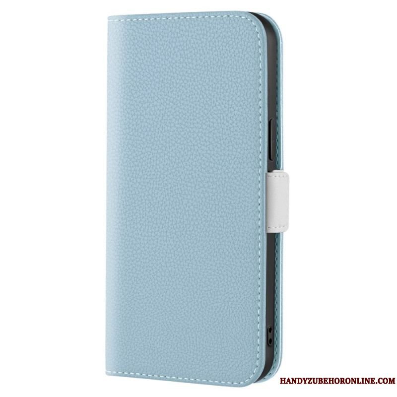 Cover iPhone 14 Flip Cover Litchi Imiteret Læder