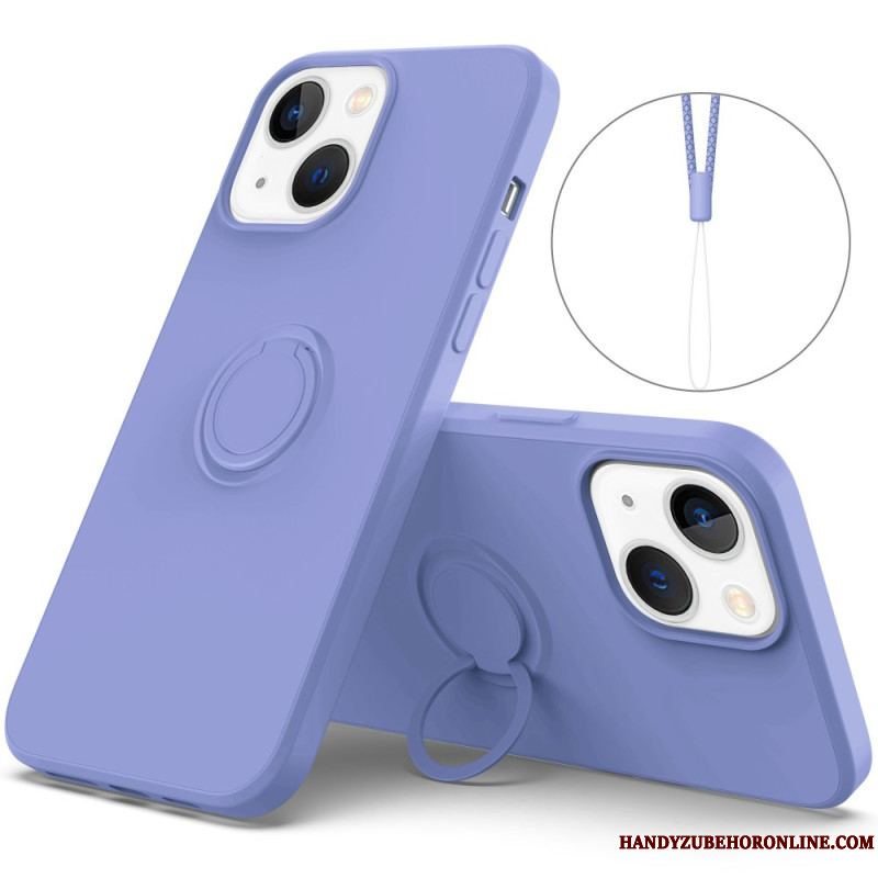 Cover iPhone 14 Flydende Silikone Ring Og Snor