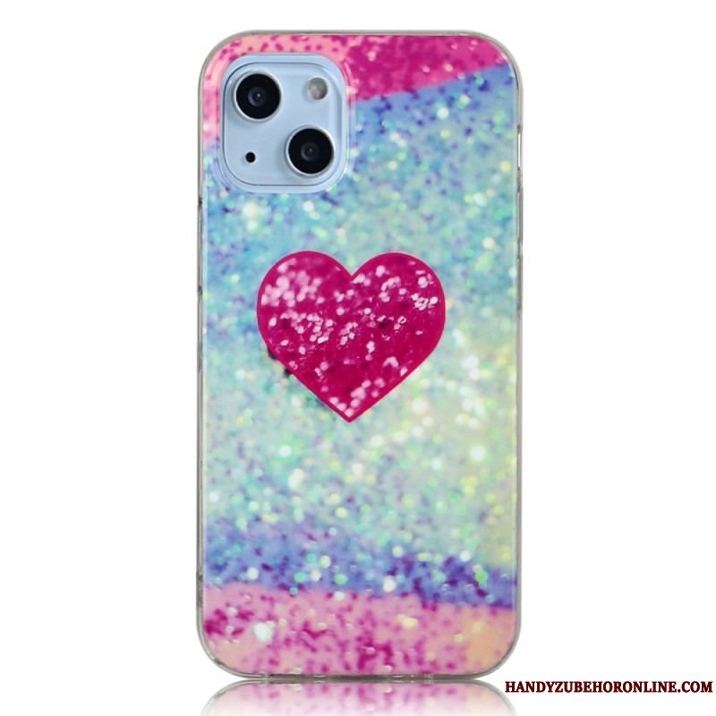 Cover iPhone 14 Glitter Hjerte