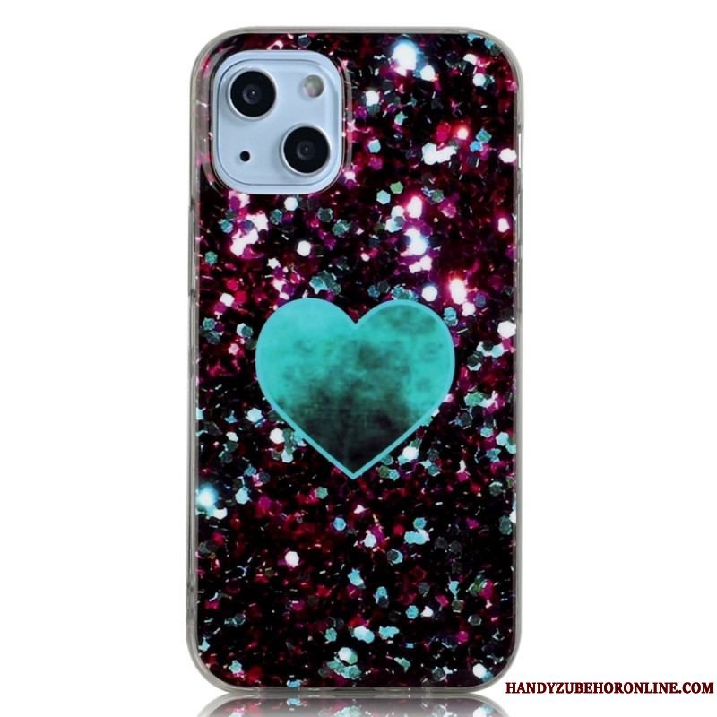 Cover iPhone 14 Glitter Hjerte