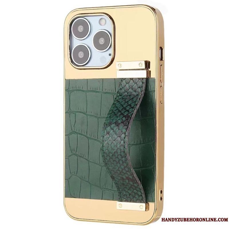Cover iPhone 14 Imiteret Krokodillelæder Med Støttestrop