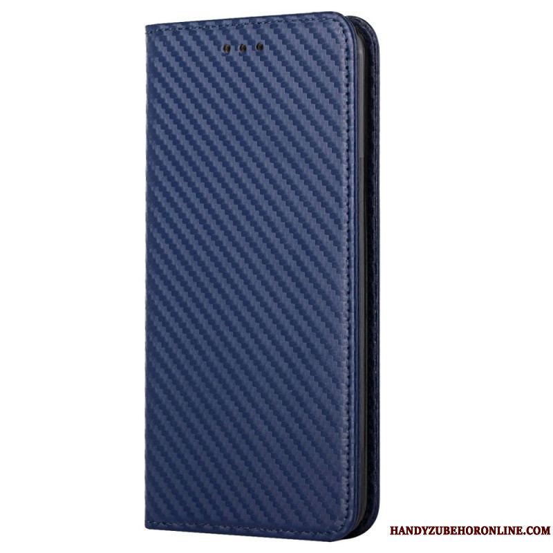 Cover iPhone 14 Med Snor Flip Cover Strappy Carbon Fiber Style