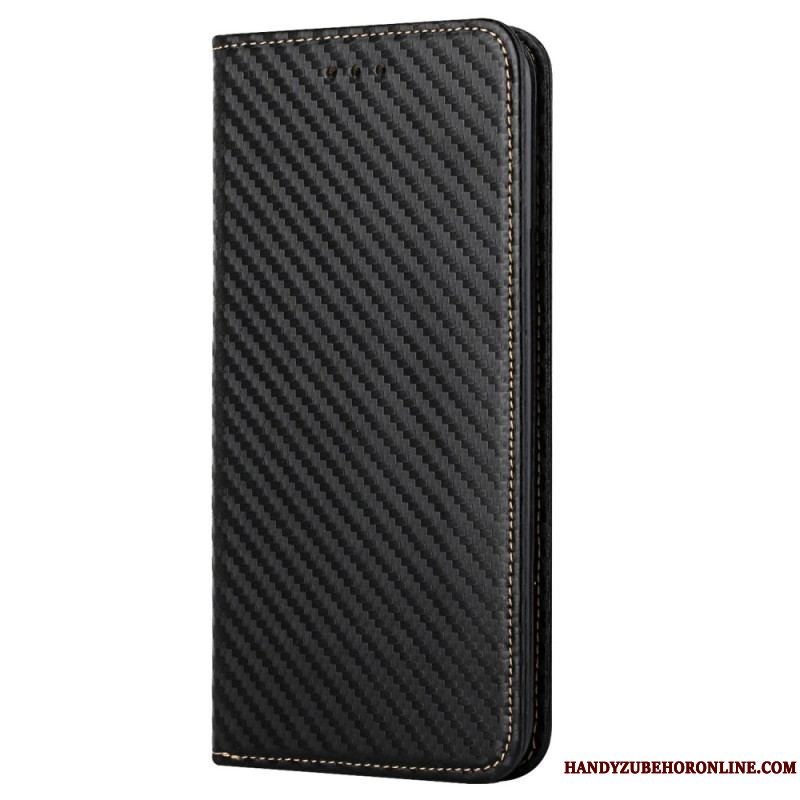 Cover iPhone 14 Plus Flip Cover Kulfiber Med Snor