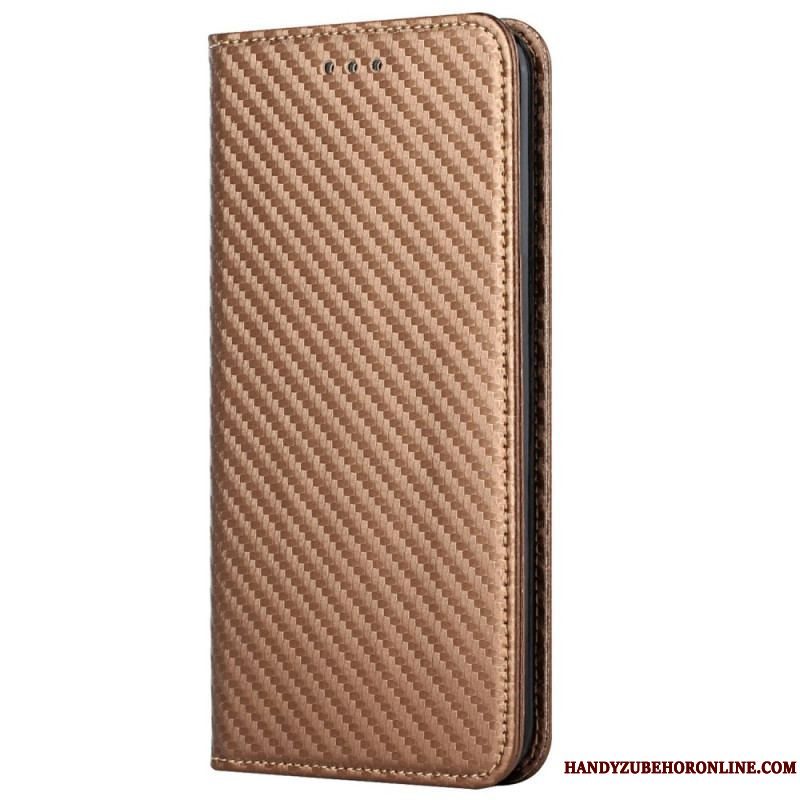 Cover iPhone 14 Plus Flip Cover Kulfiber Med Snor