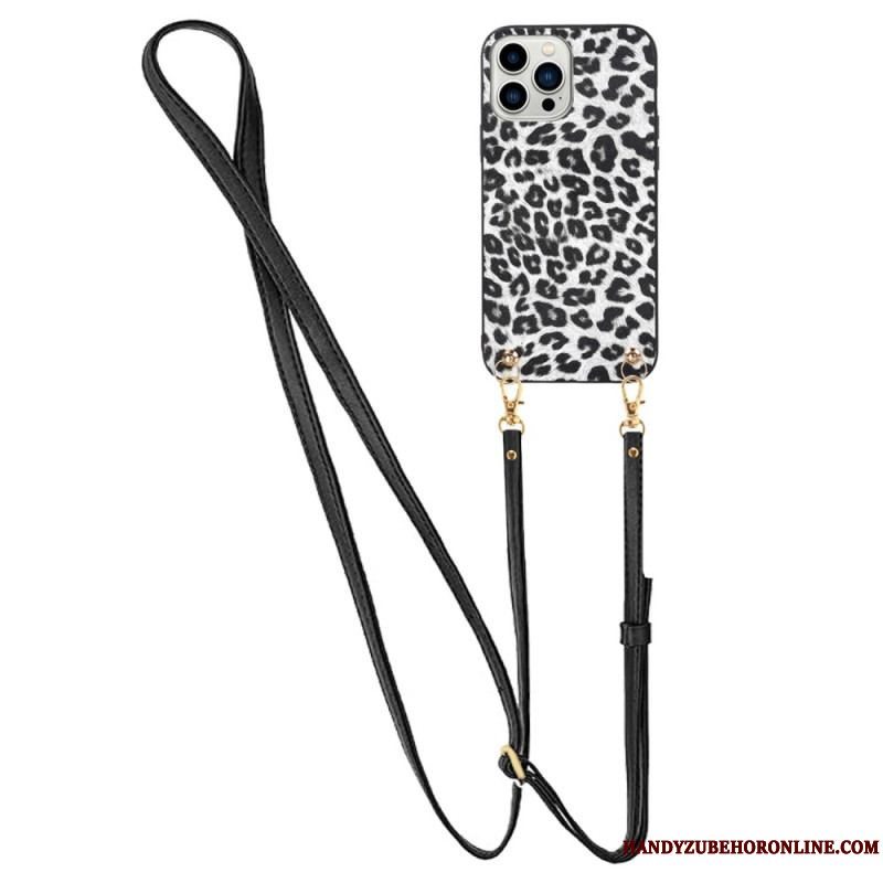 Cover iPhone 14 Pro Leopard Med Skulderrem