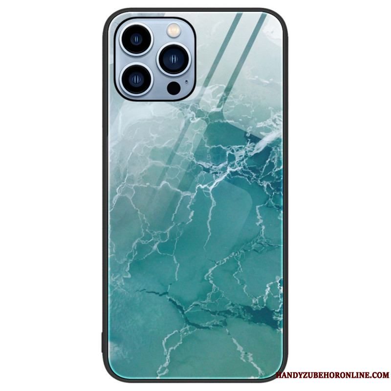 Cover iPhone 14 Pro Marmorfarver Hærdet Glas