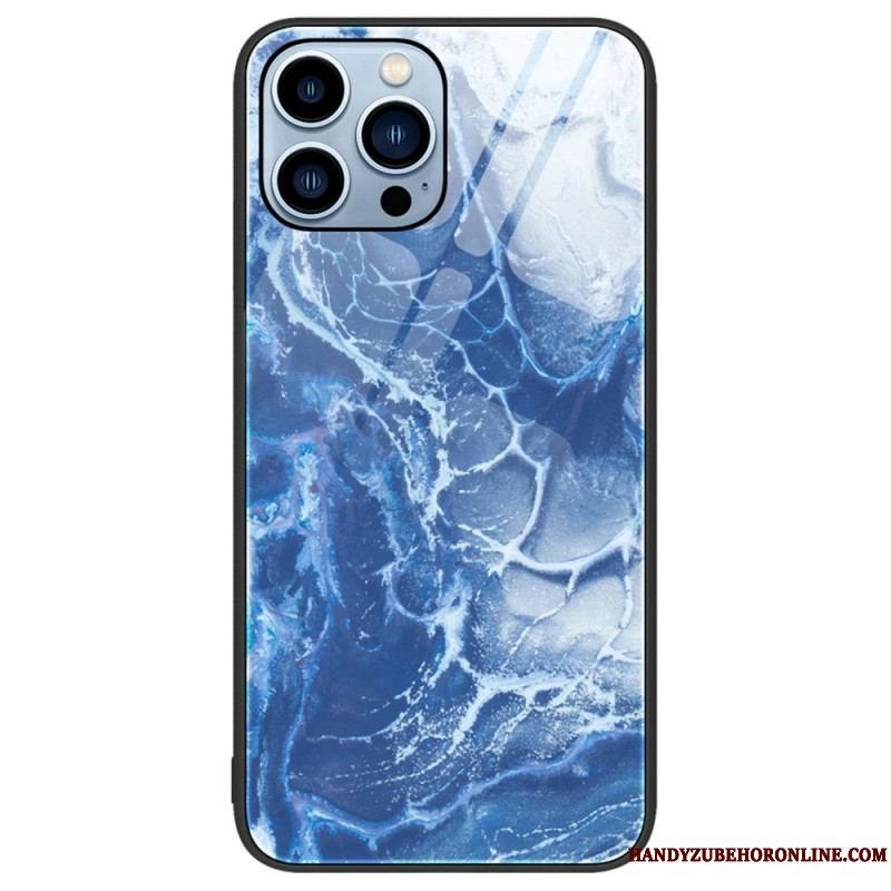 Cover iPhone 14 Pro Marmorfarver Hærdet Glas