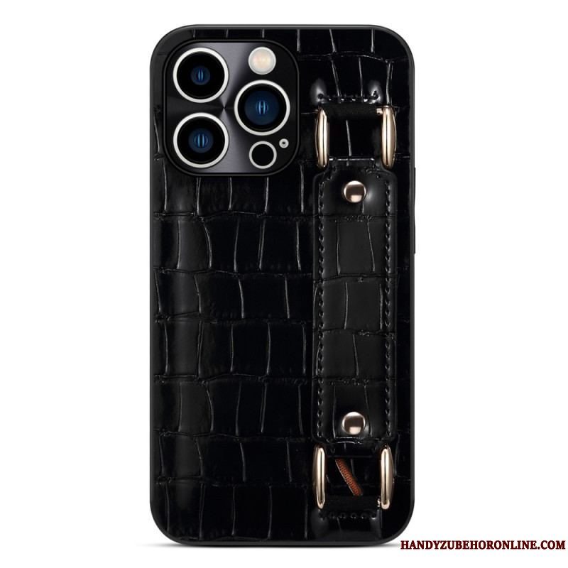 Cover iPhone 14 Pro Max Kortholder Med Croco-støttestrop