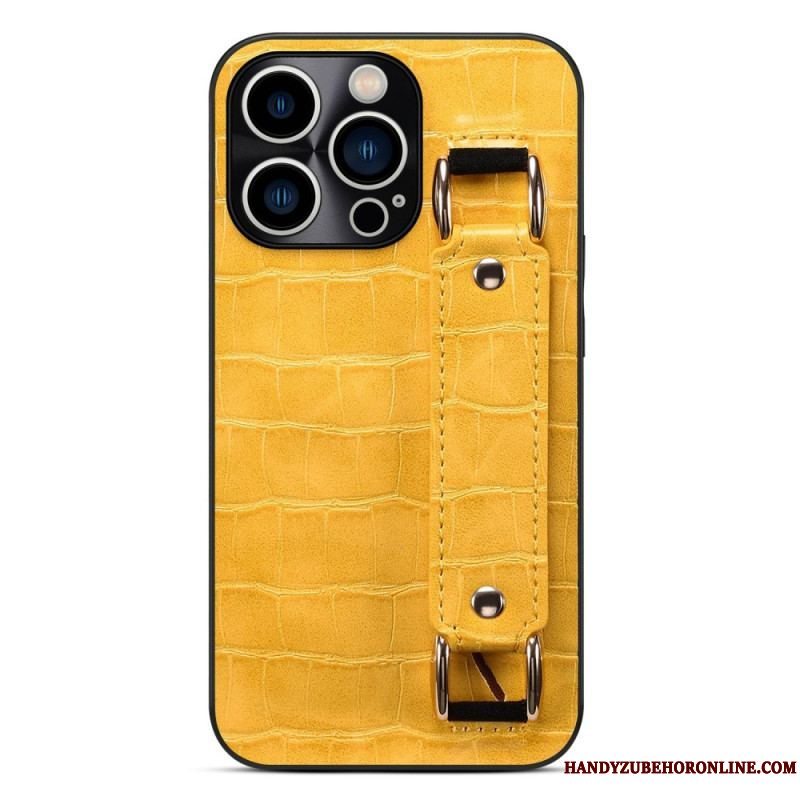 Cover iPhone 14 Pro Max Kortholder Med Croco-støttestrop