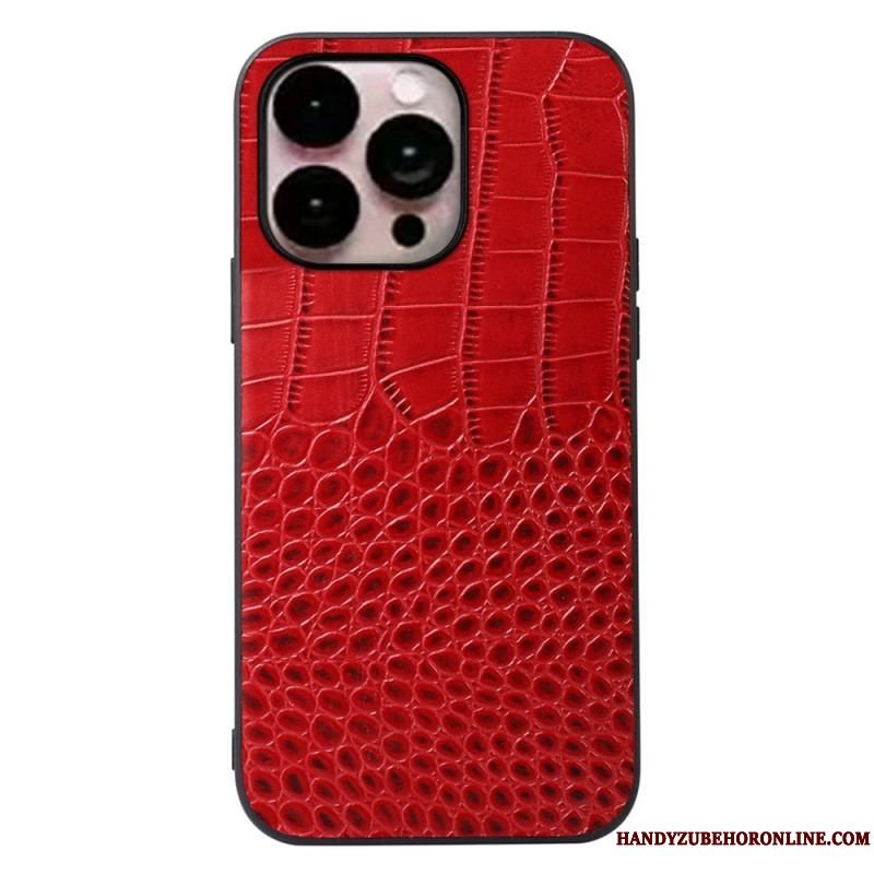 Cover iPhone 14 Pro Max Ægte Crocodile Texture Læder