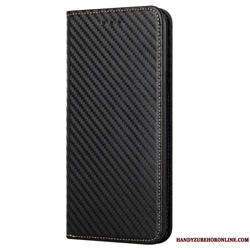 Cover iPhone 14 Pro Med Snor Flip Cover Strappy Carbon Fiber Style