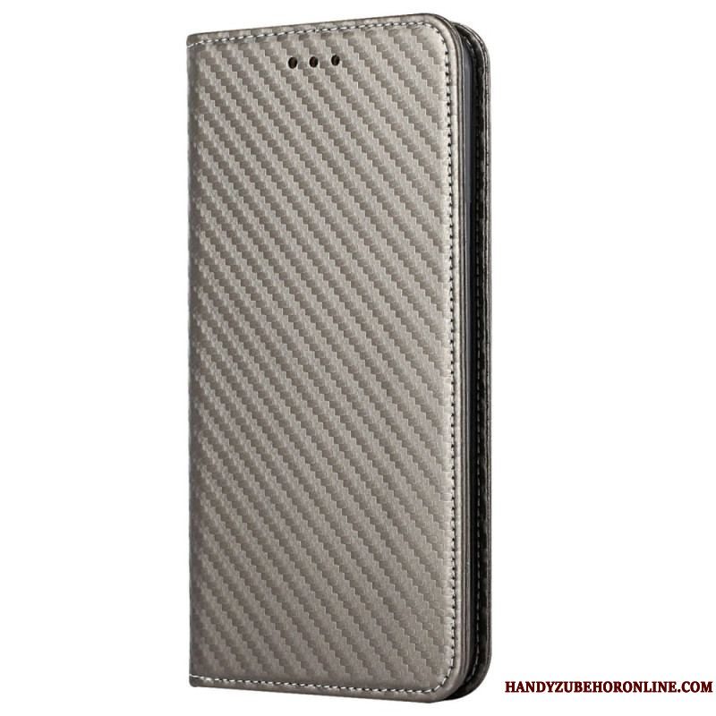 Cover iPhone 14 Pro Med Snor Flip Cover Strappy Carbon Fiber Style