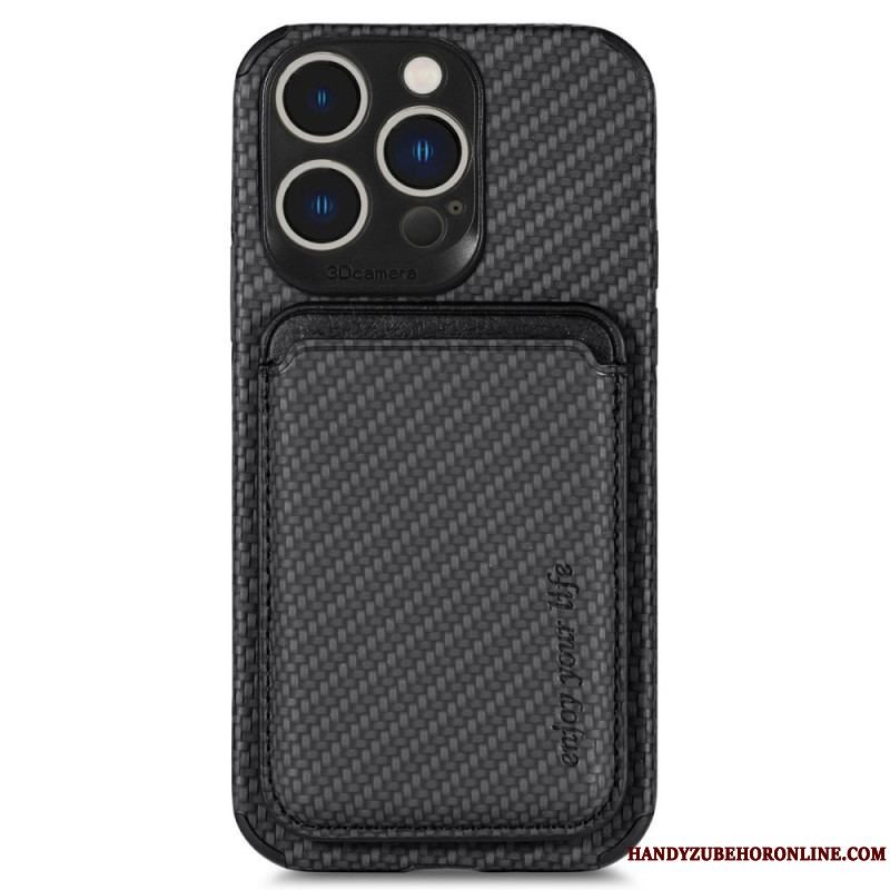 Cover iPhone 14 Pro Punge Etui Carbon Fiber Og Magnetisk Tegnebog