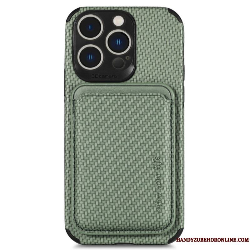 Cover iPhone 14 Pro Punge Etui Carbon Fiber Og Magnetisk Tegnebog