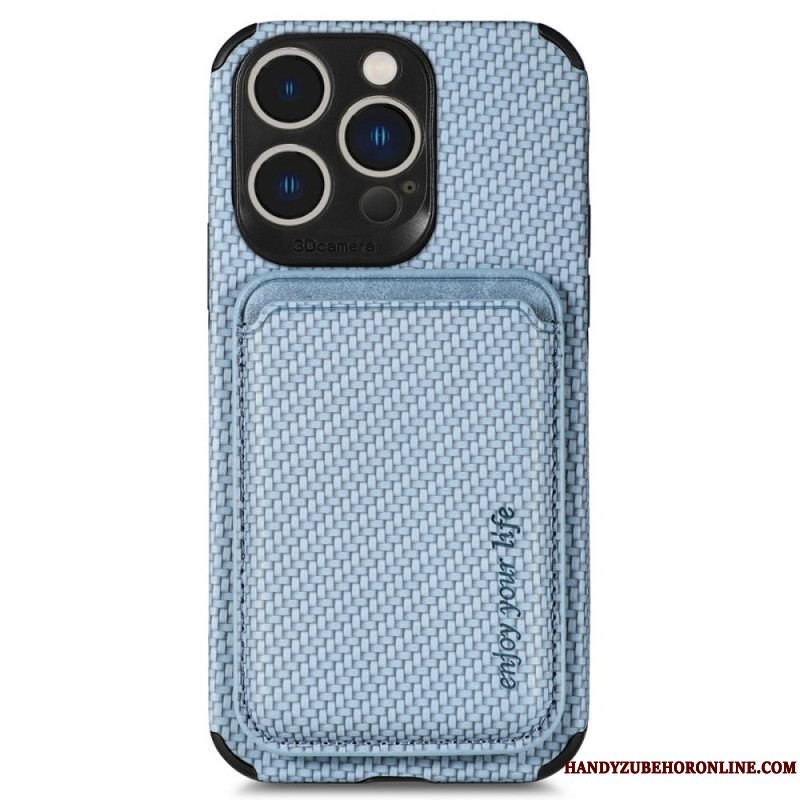 Cover iPhone 14 Pro Punge Etui Carbon Fiber Og Magnetisk Tegnebog