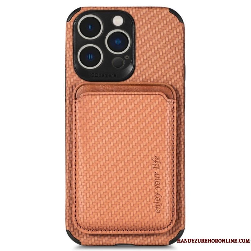 Cover iPhone 14 Pro Punge Etui Carbon Fiber Og Magnetisk Tegnebog