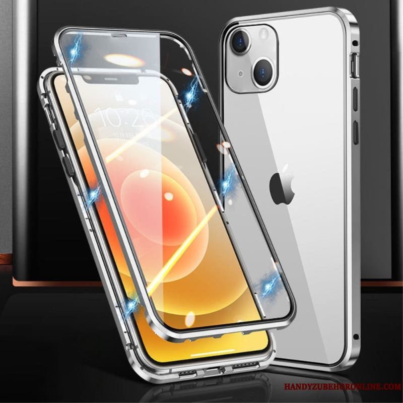 Cover iPhone 15 Plus Hærdet Glas Metalramme Foran Og Bagpå
