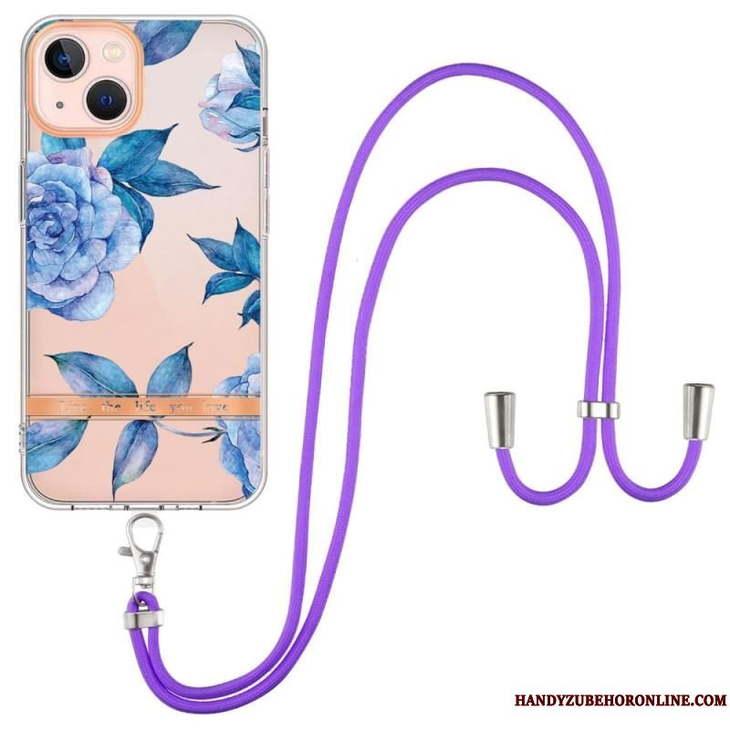 Cover iPhone 15 Plus Med Snor Cordon Blomster