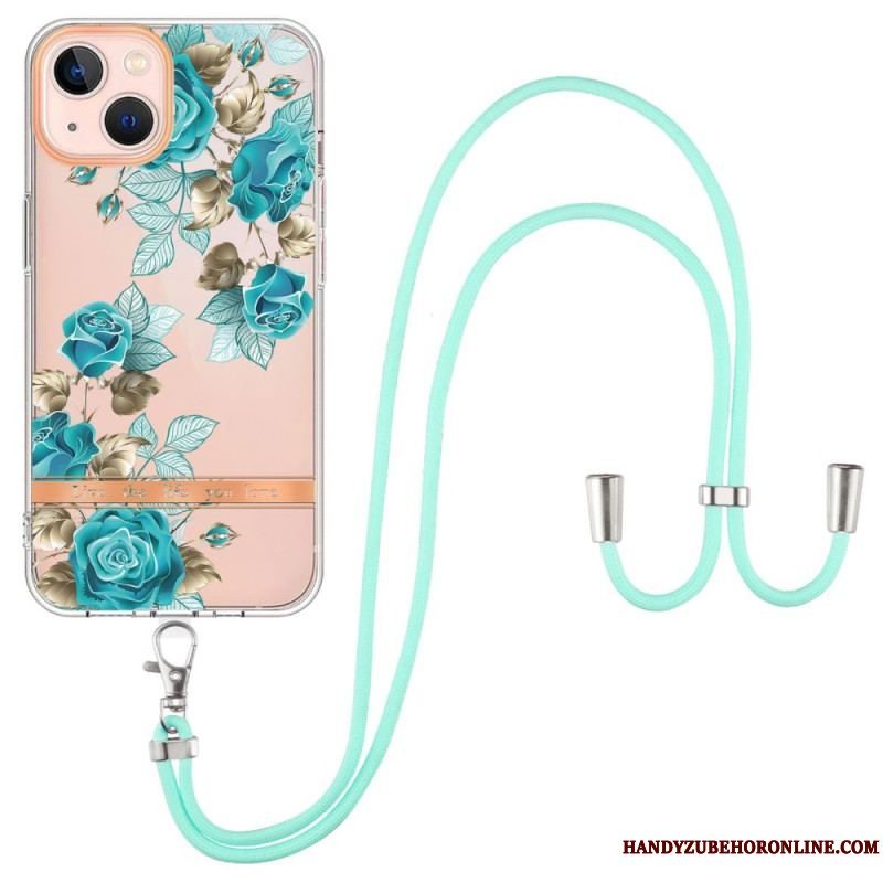 Cover iPhone 15 Plus Med Snor Cordon Blomster