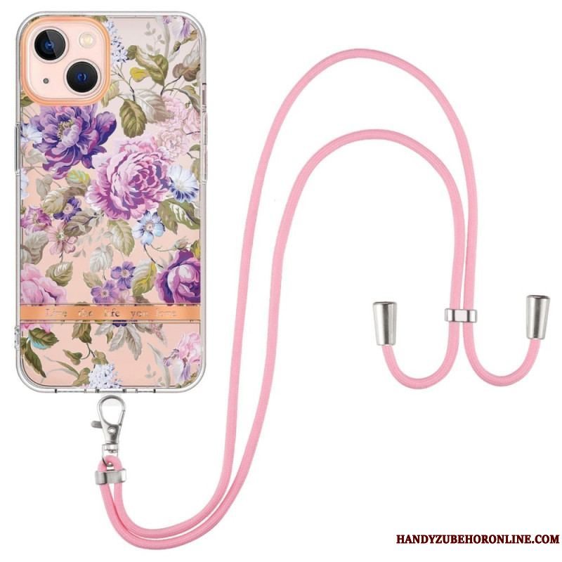 Cover iPhone 15 Plus Med Snor Cordon Blomster