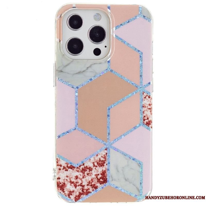 Cover iPhone 15 Pro Geometrisk Marmor