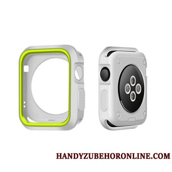 Etui Apple Watch Series 3 Silikone Bicolored Grøn, Cover Apple Watch Series 3 Beskyttelse Hvid